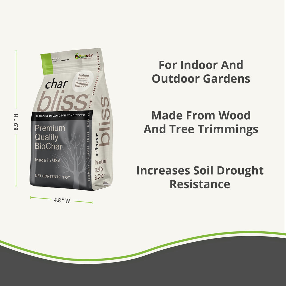 plantonix Char Bliss organic biochar in a bowl with soil