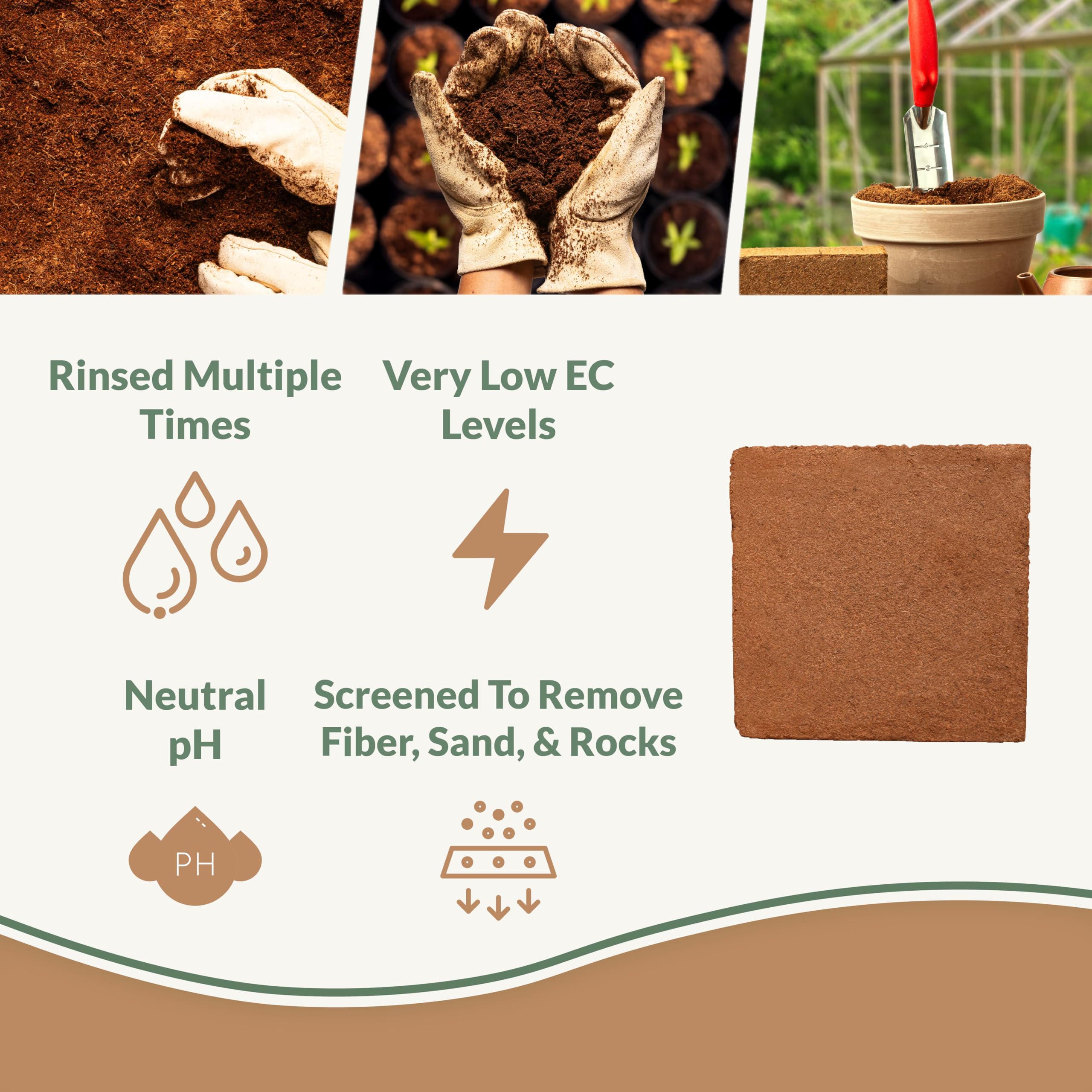 plantonix Coco Bliss organic coco coir block close-up showing texture