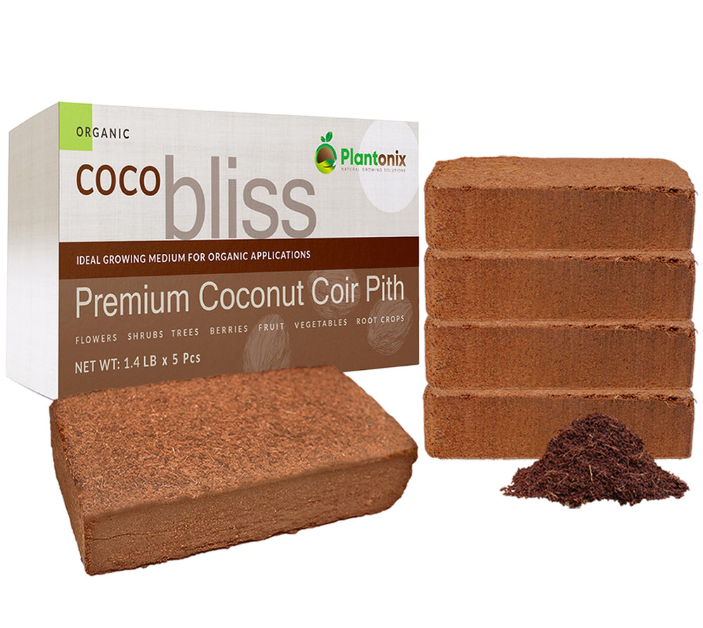 Plantonix Coco Coir 650gm Bricks 5-Pack front view