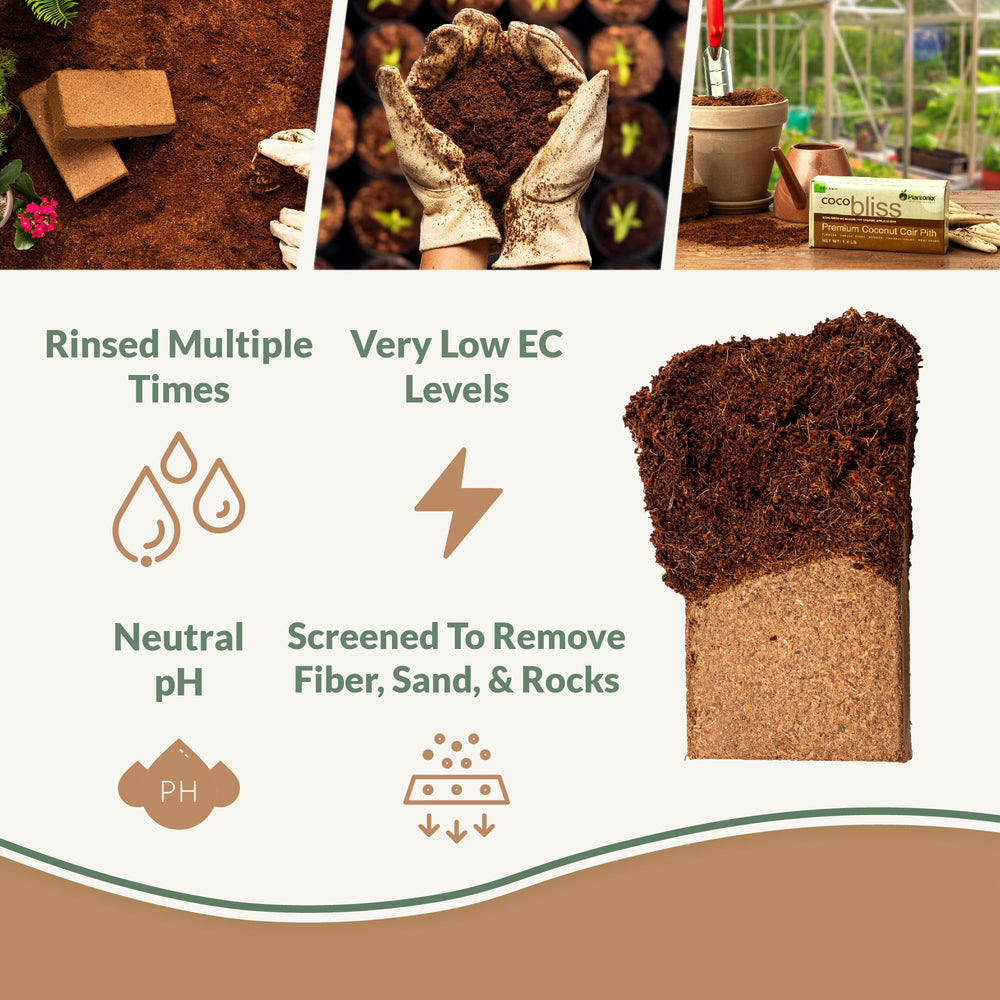 Plantonix Coco Coir brick close-up showing texture