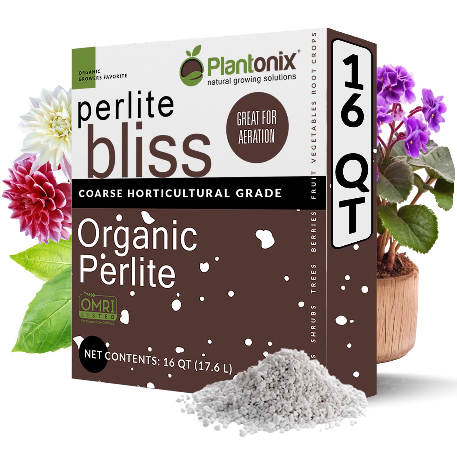 Plantonix Perlite Bliss 16 Qts front view with packaging