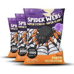 Plastic spiders included with Happy Hippo Halloween spider web