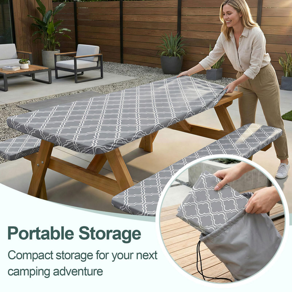 Play Tailor Picnic Table Cover fitted on a picnic table