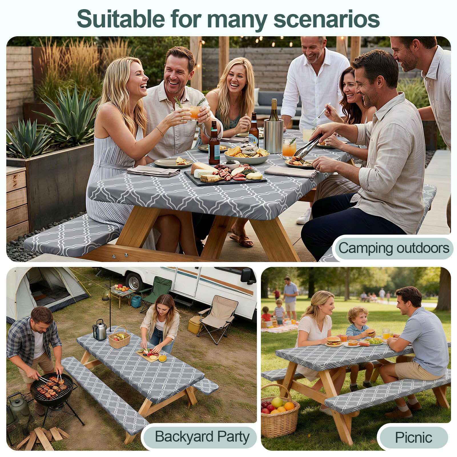 Play Tailor Picnic Table Cover Set, features detailed pattern