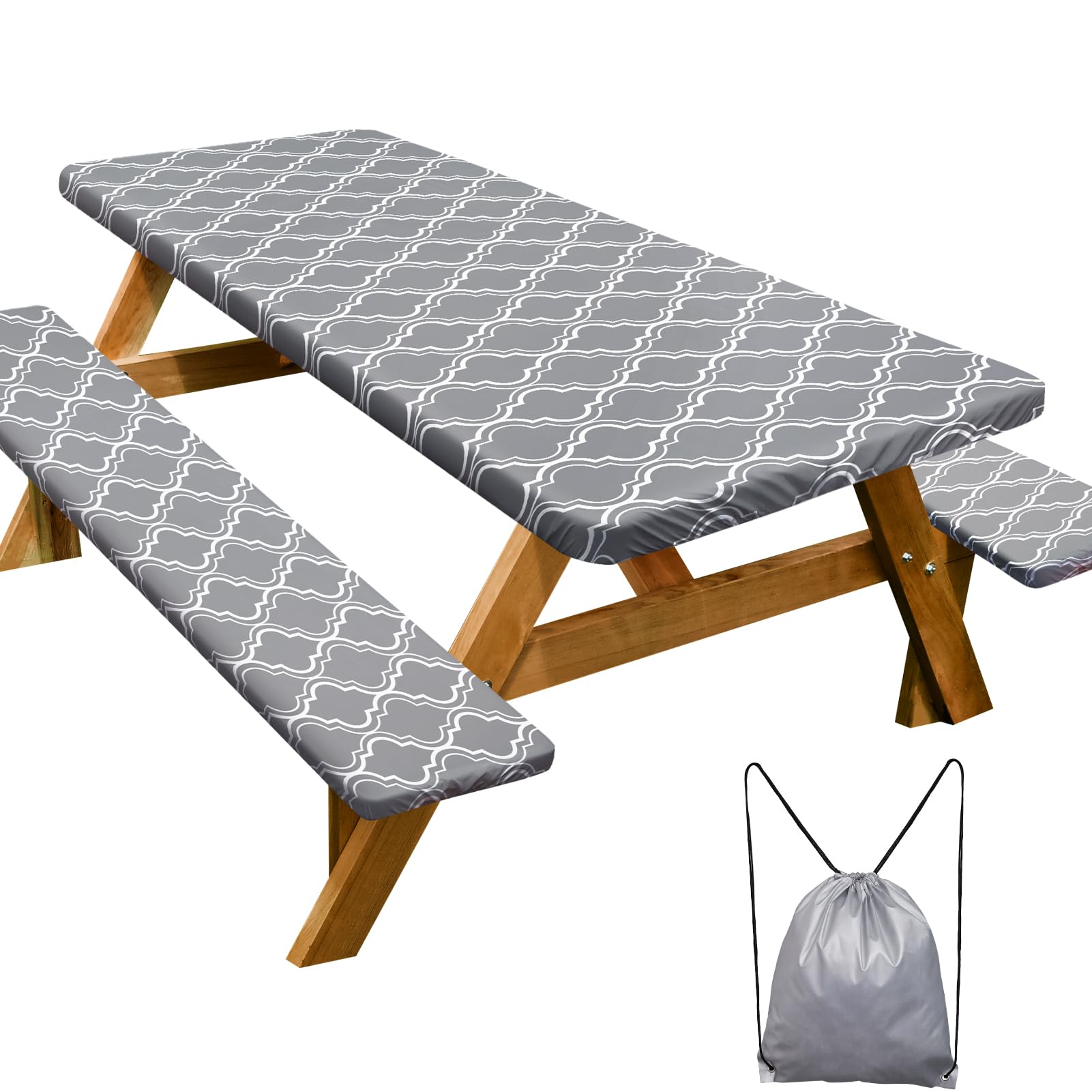Play Tailor Picnic Table Cover Set in Grey, front view