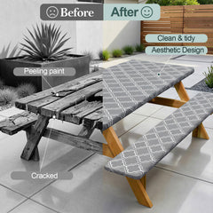 Play Tailor Picnic Table Cover with Bench Covers, side view