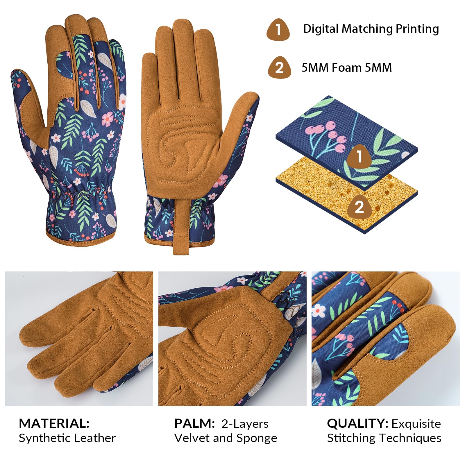 Pleneal Gardening Gloves, back view with elastic material
