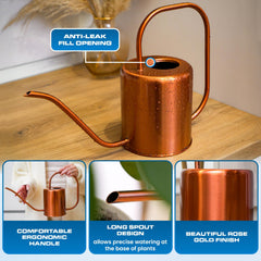 Plexon Rose Gold Watering Can back view