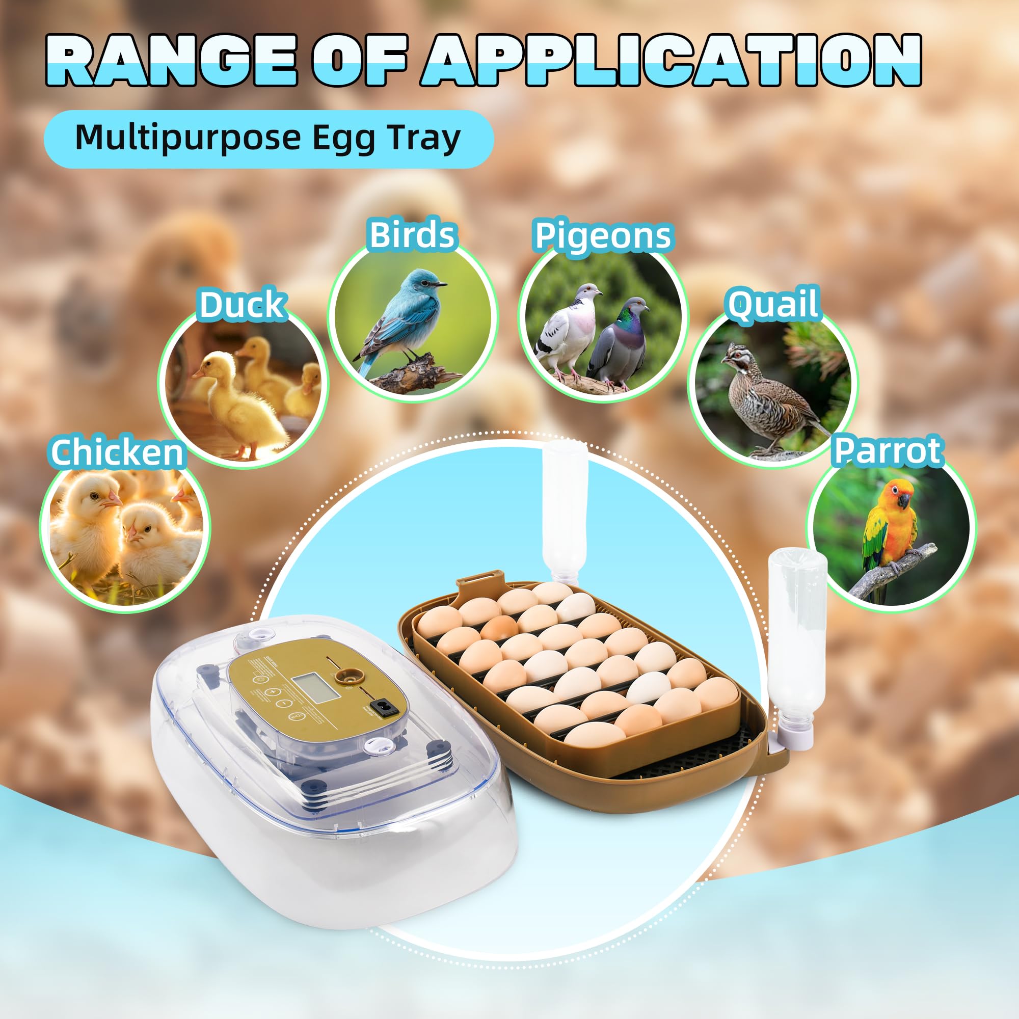 Ploomi 24 Eggs Incubator side view showing auto water refill system