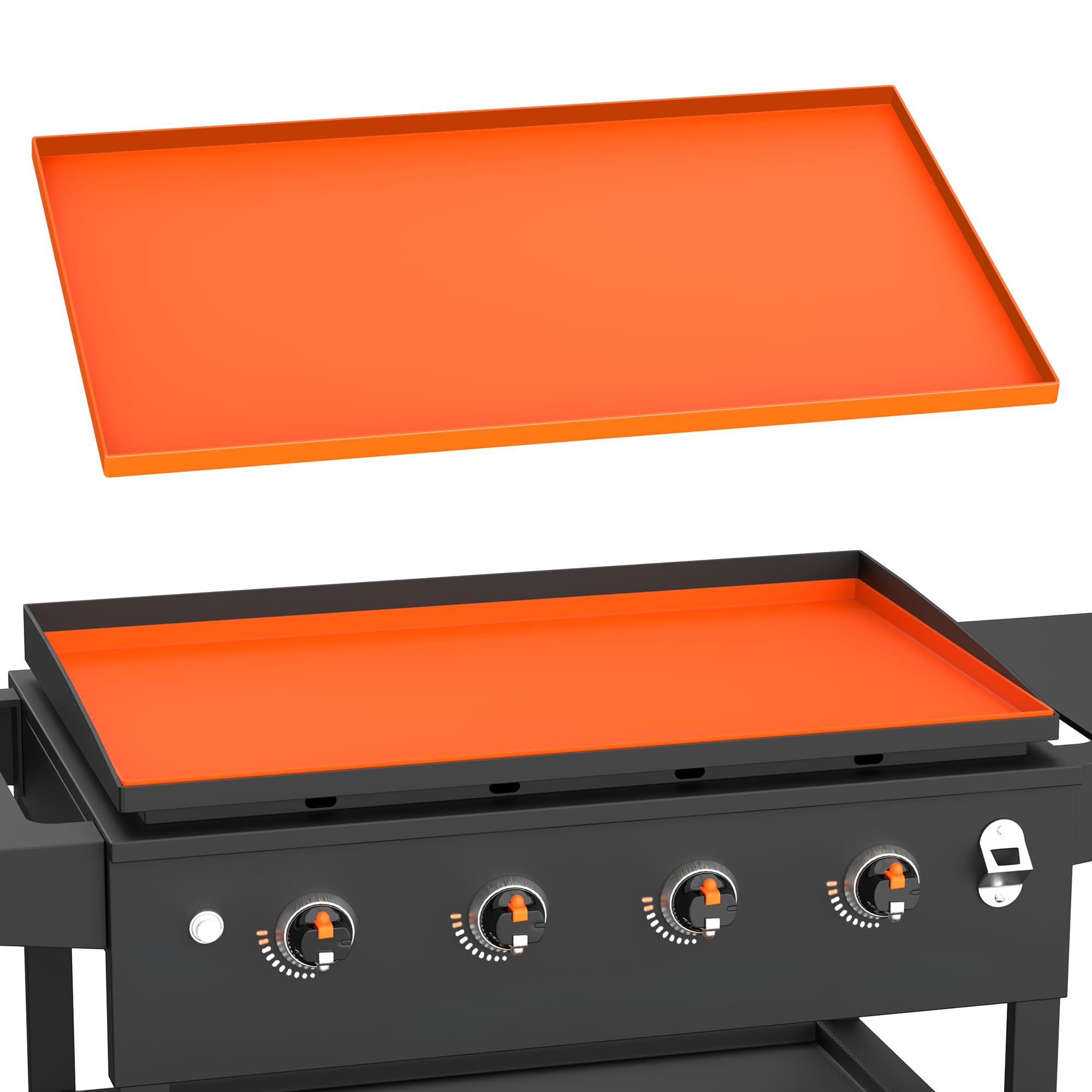 PLOSIF 36 Inch Silicone Griddle Mat front view with high walls