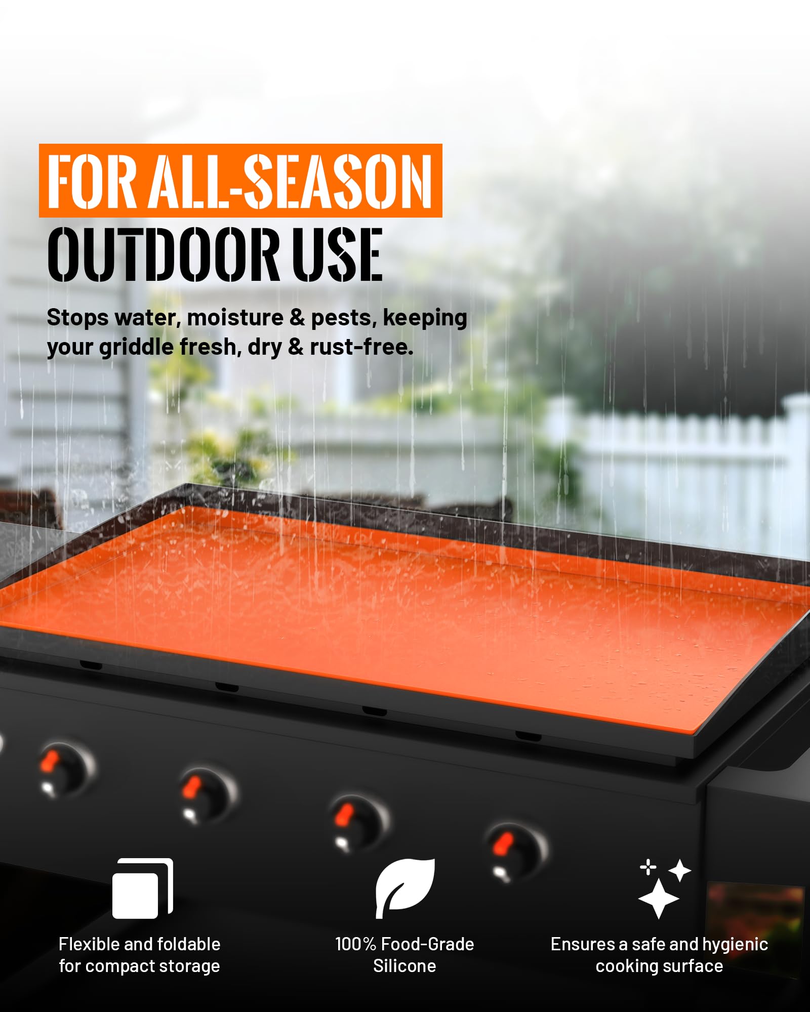 PLOSIF griddle mat showing precision fit on Blackstone grill