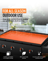 PLOSIF griddle mat showing precision fit on Blackstone grill