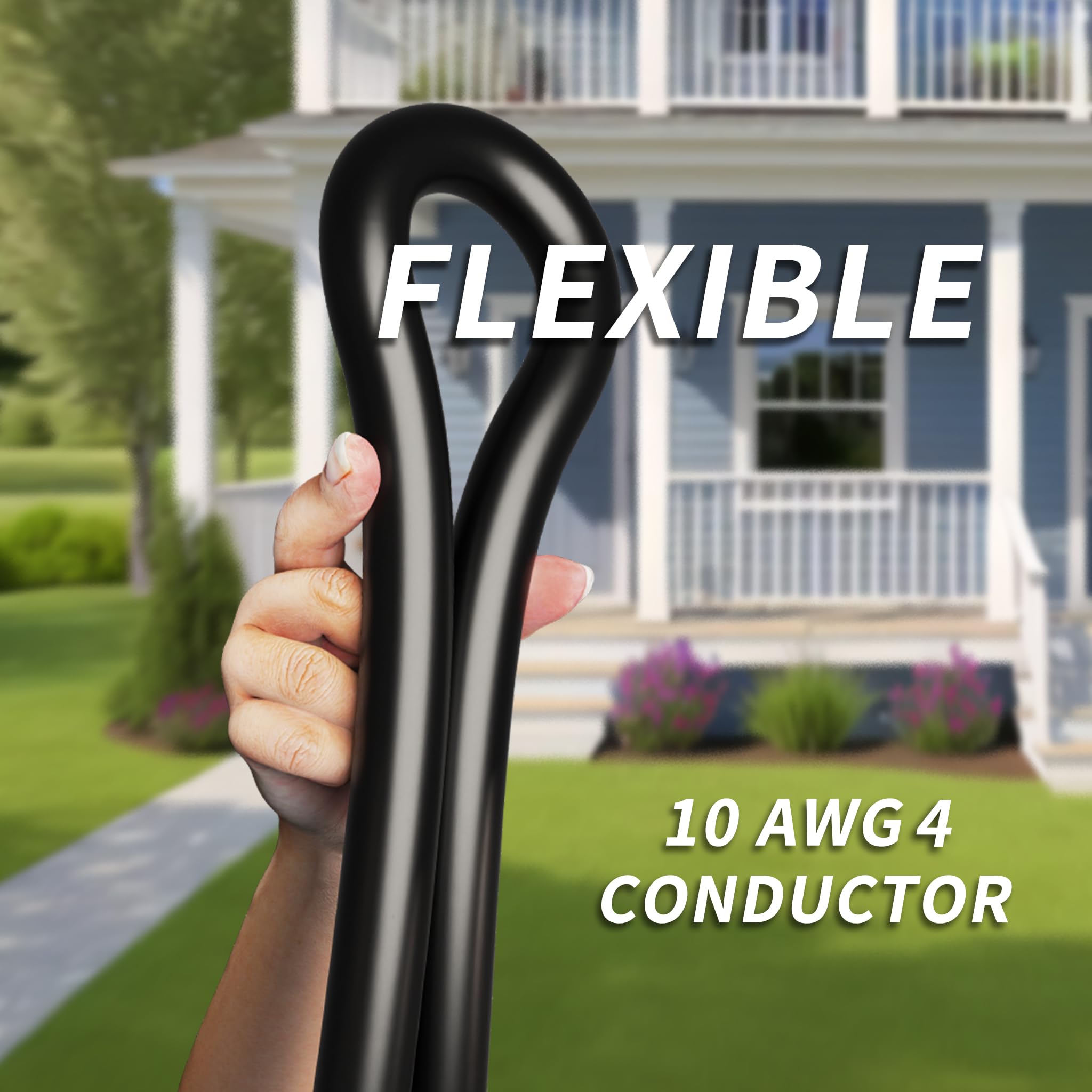 PlugSaf 30 Amp Generator Cord showing flexible material