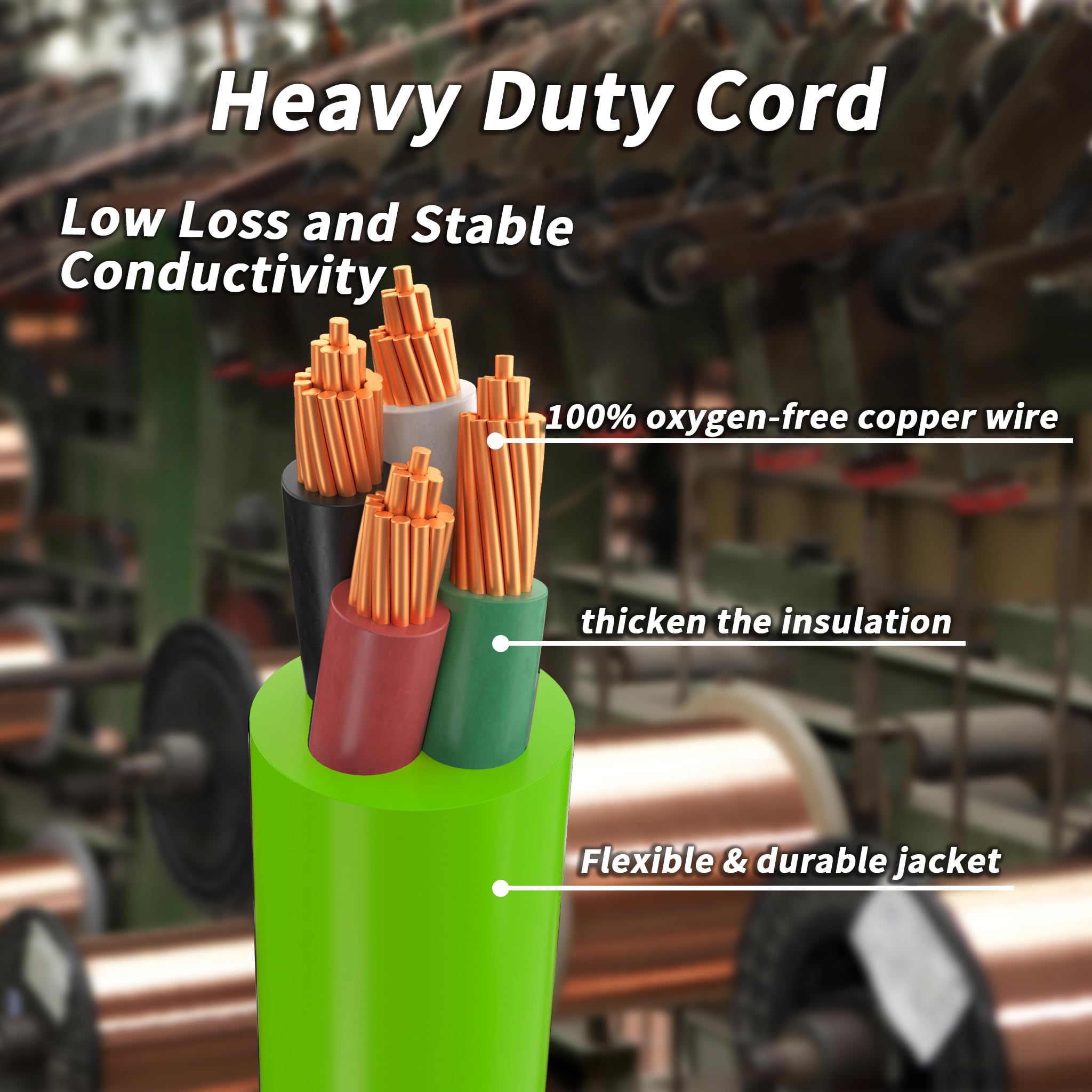 PlugSaf generator cord showing flexible material and length