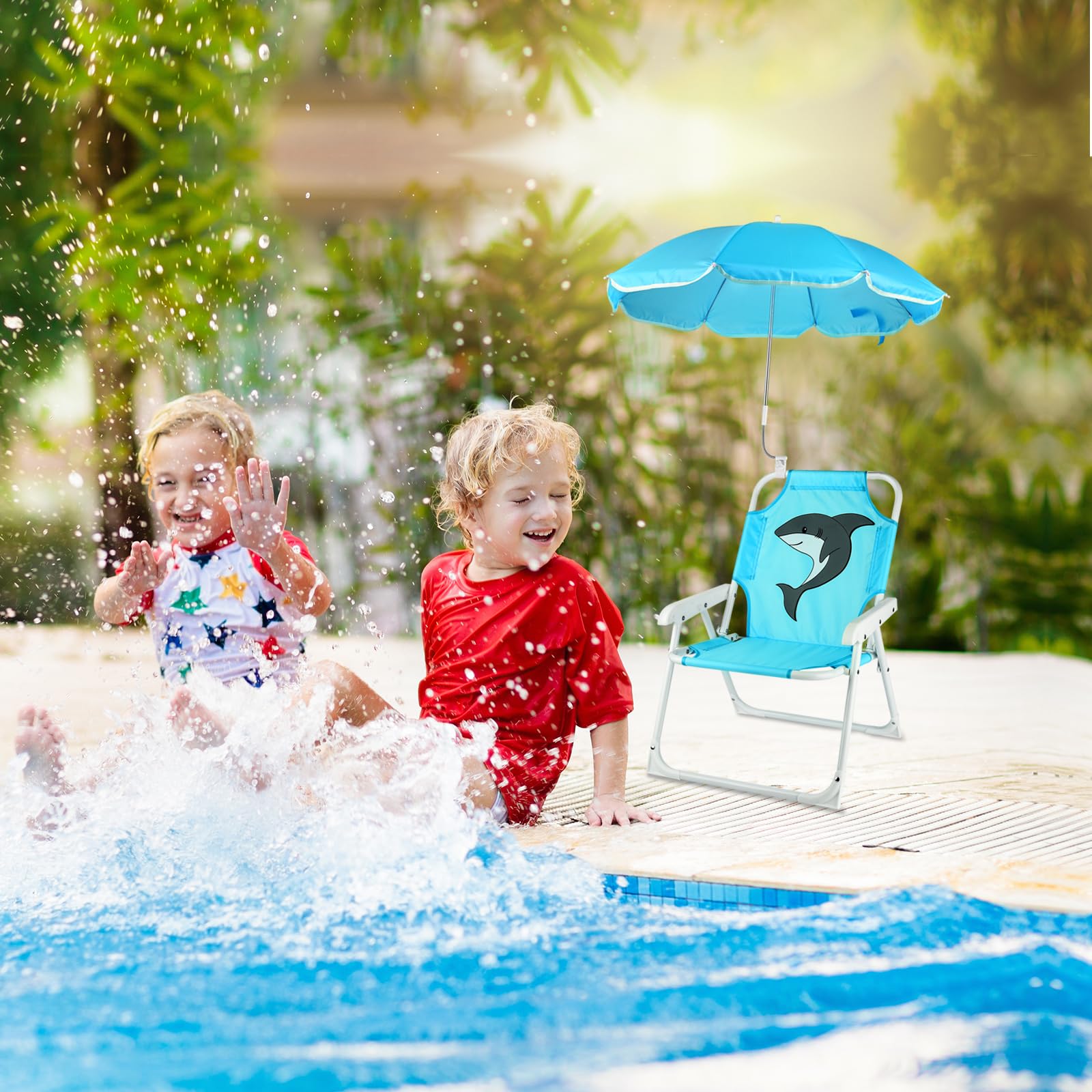 PLULON Kids Beach Chair with removable umbrella feature