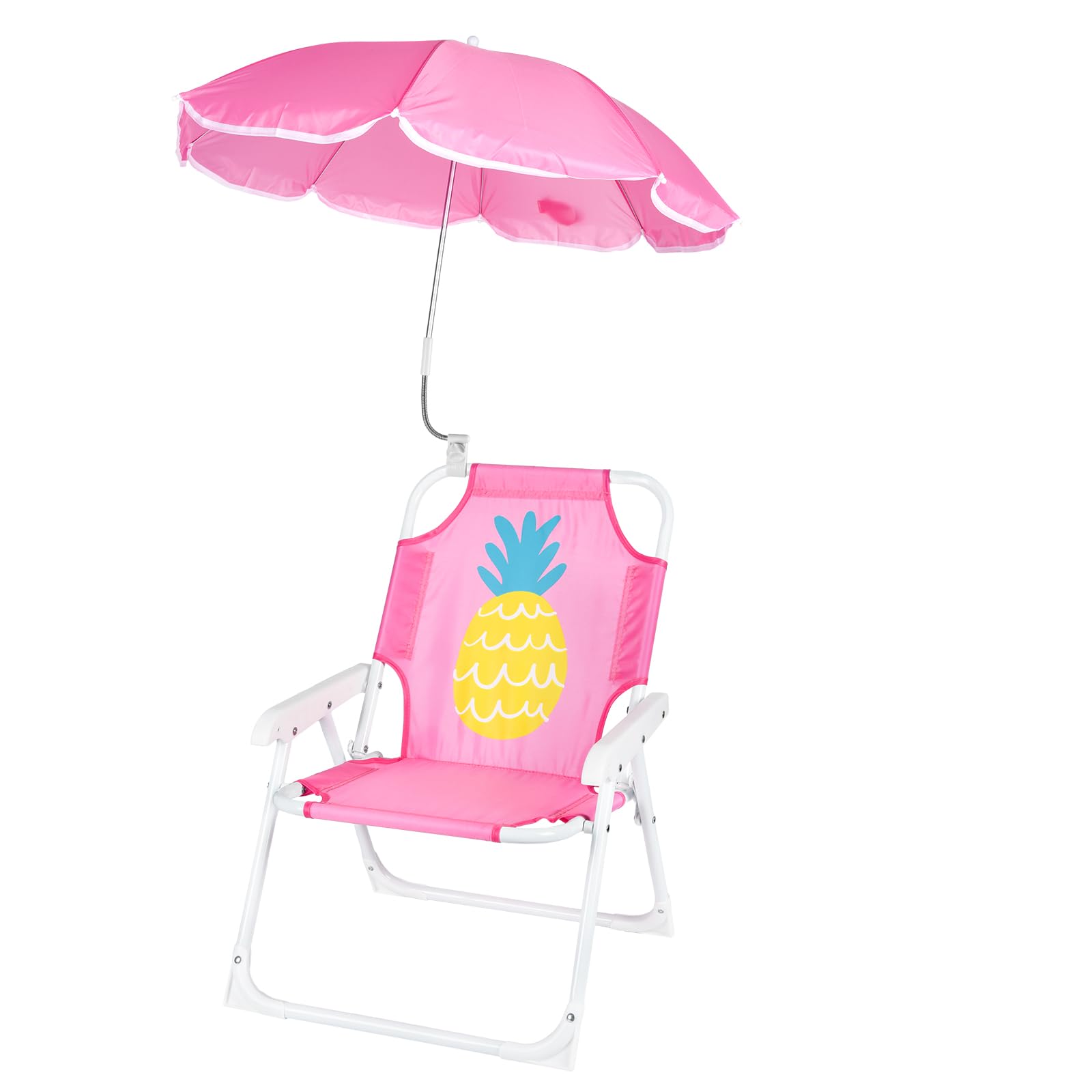 PLULON Kids Beach Chair with Umbrella in Hot Pink
