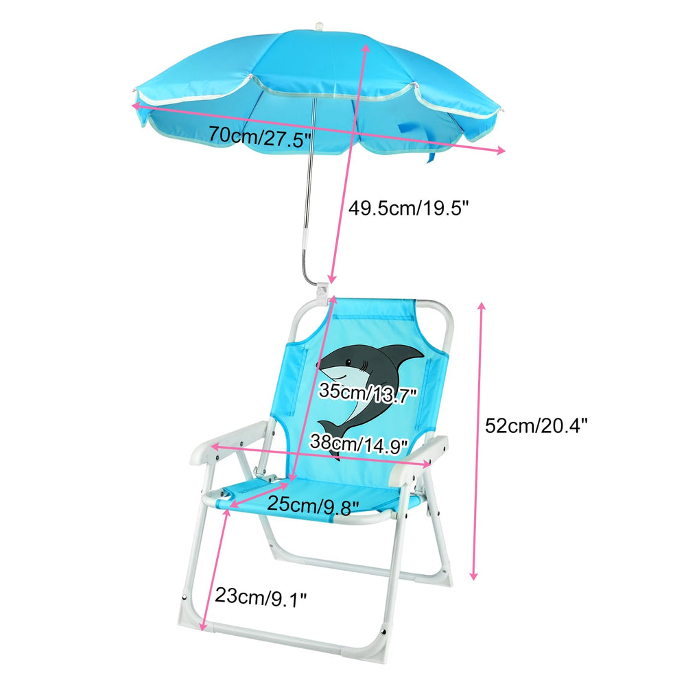 PLULON Kids Beach Chair with Umbrella side view, portable design