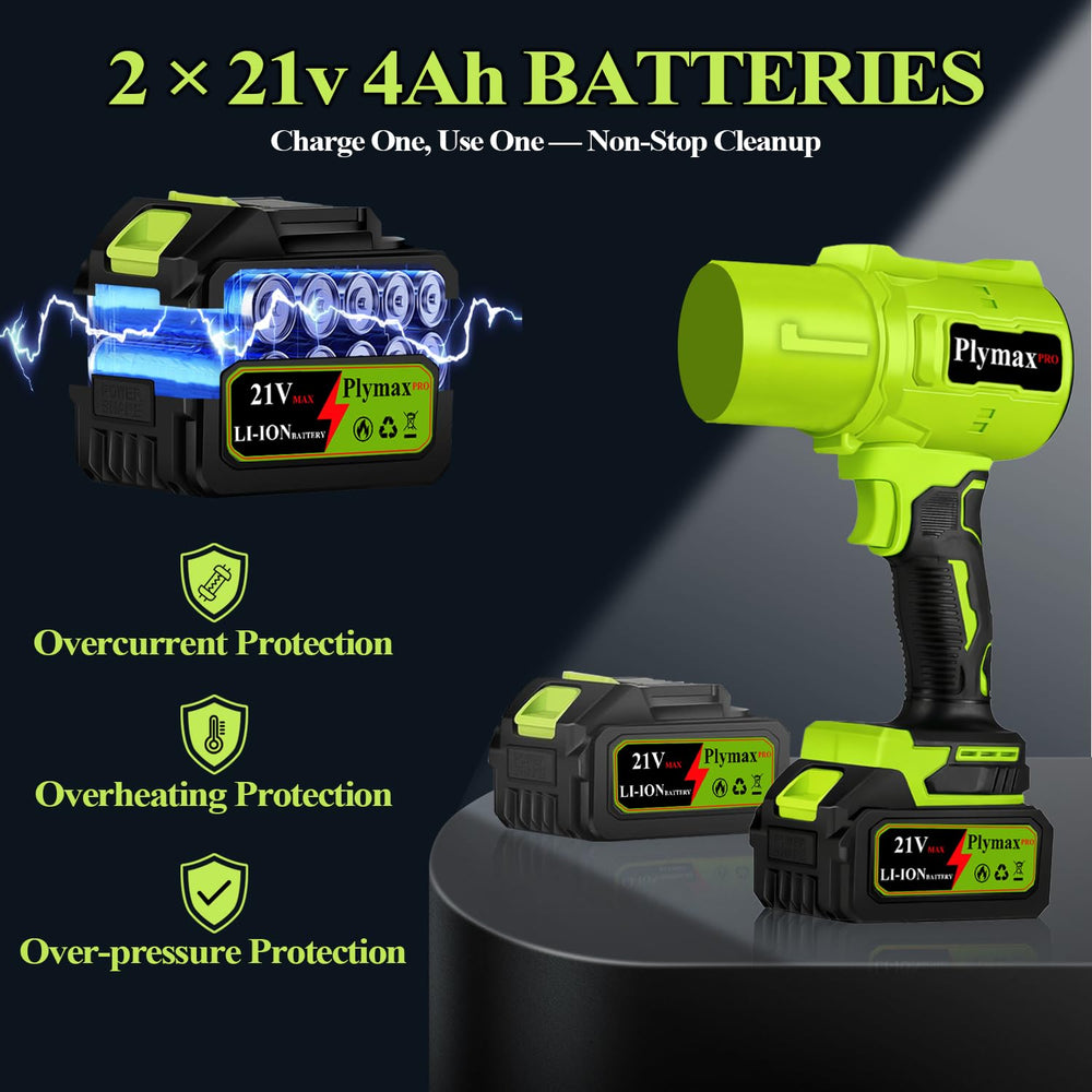 Plymax Leaf Blower with two 21V lithium batteries