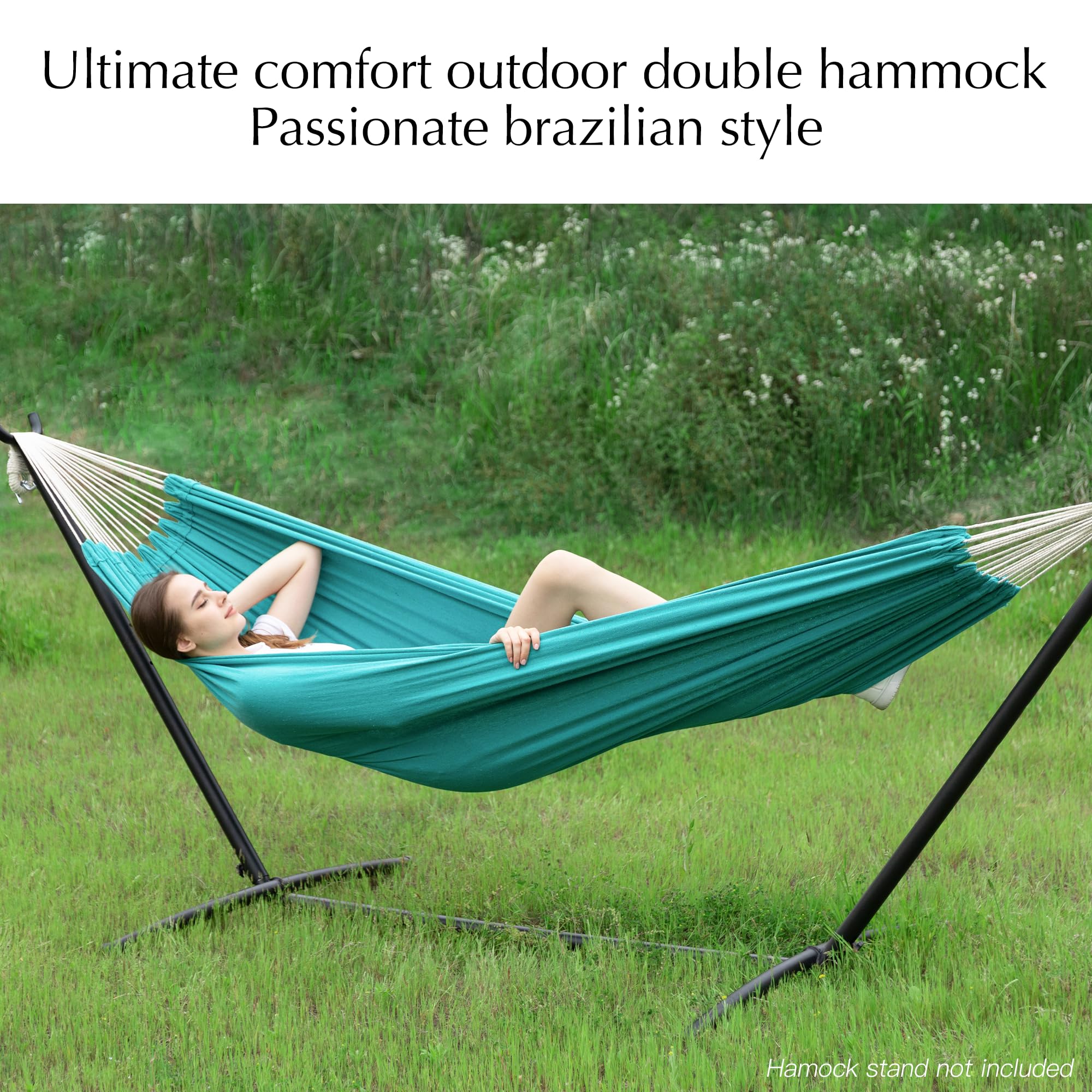 PNAEUT Double Hammock Aqua in garden setting