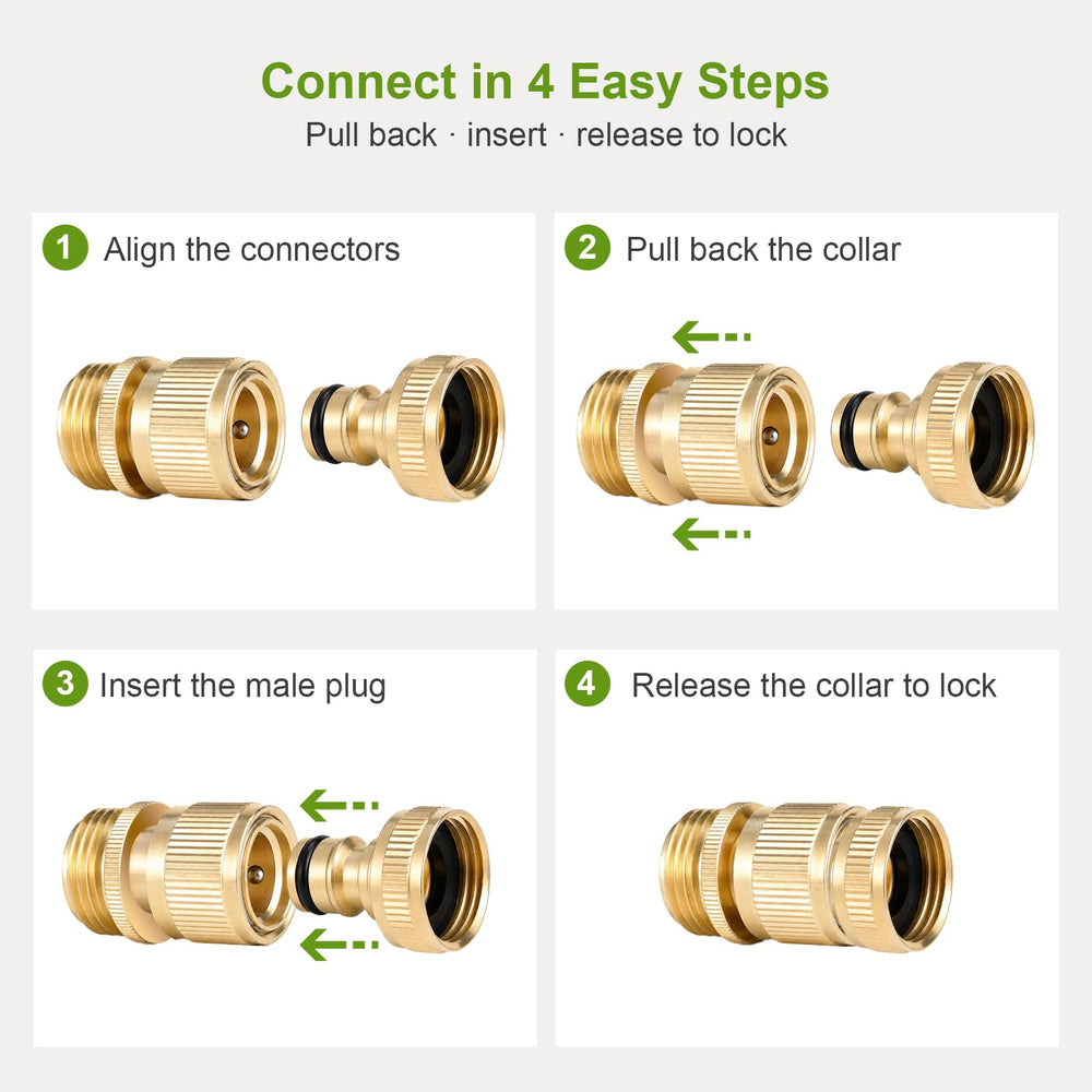 Pniimoo Garden Hose fittings installed on an outdoor faucet