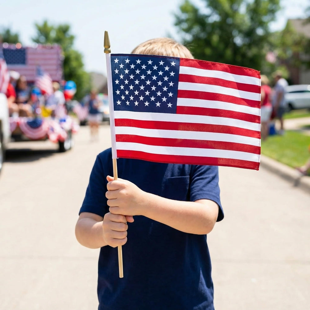 PNIOTAIN 8x12 inch American flag waving in the wind