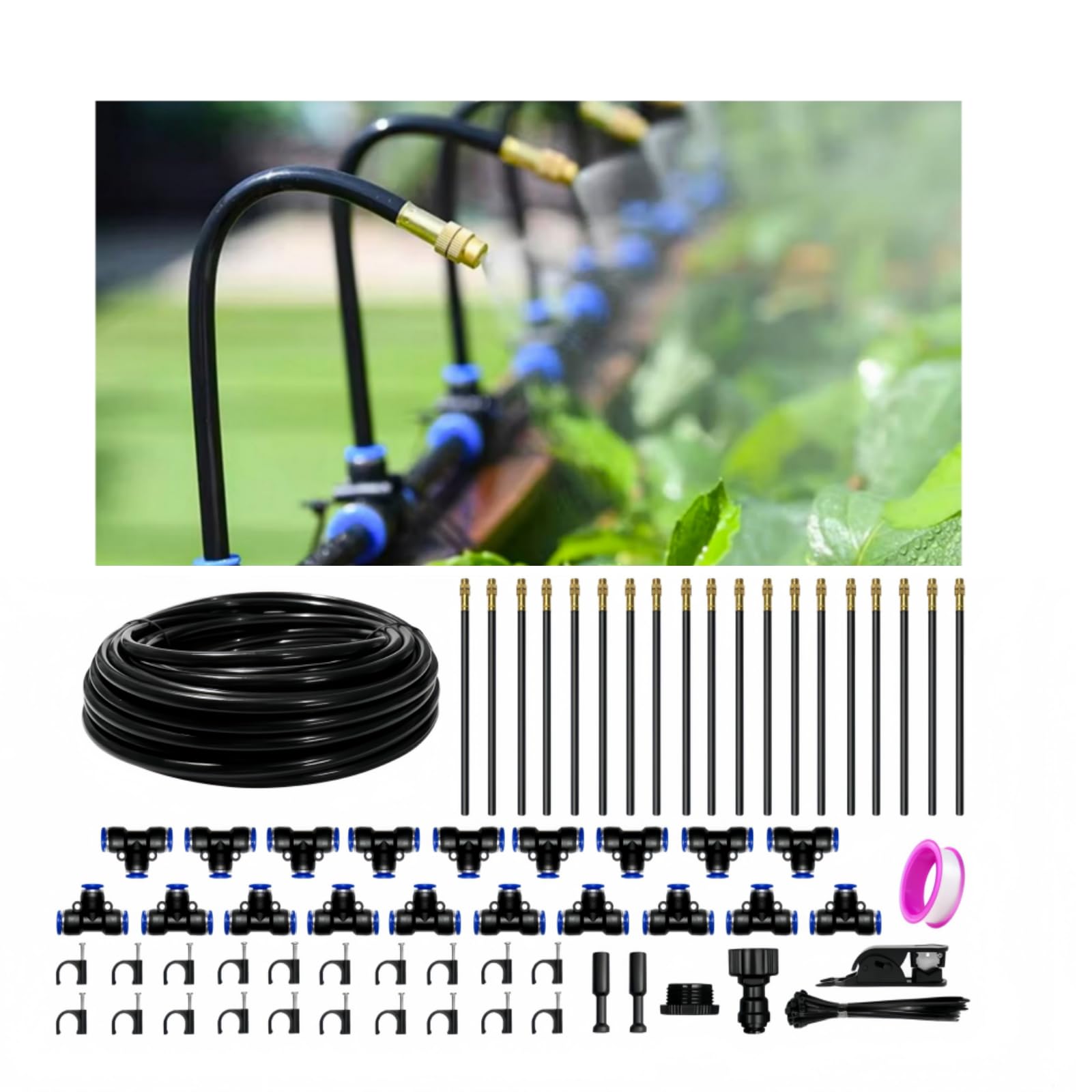 PNNEQ 60FT Drip Irrigation Kit with 19 adjustable nozzles