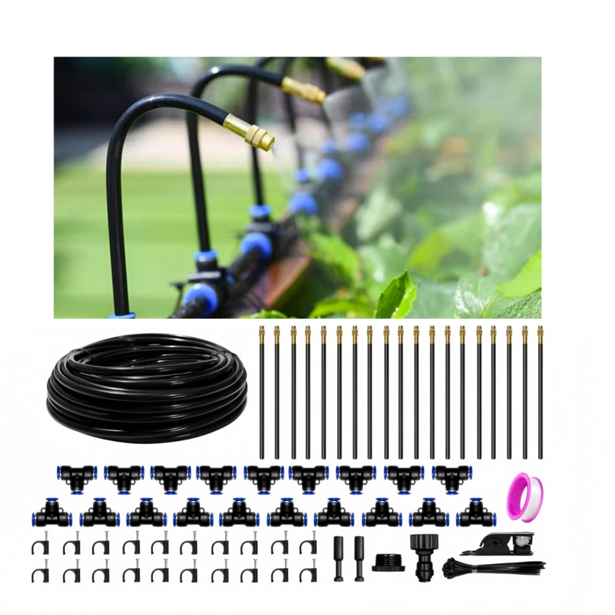 PNNEQ 60FT Drip Irrigation Kit with 19 adjustable nozzles