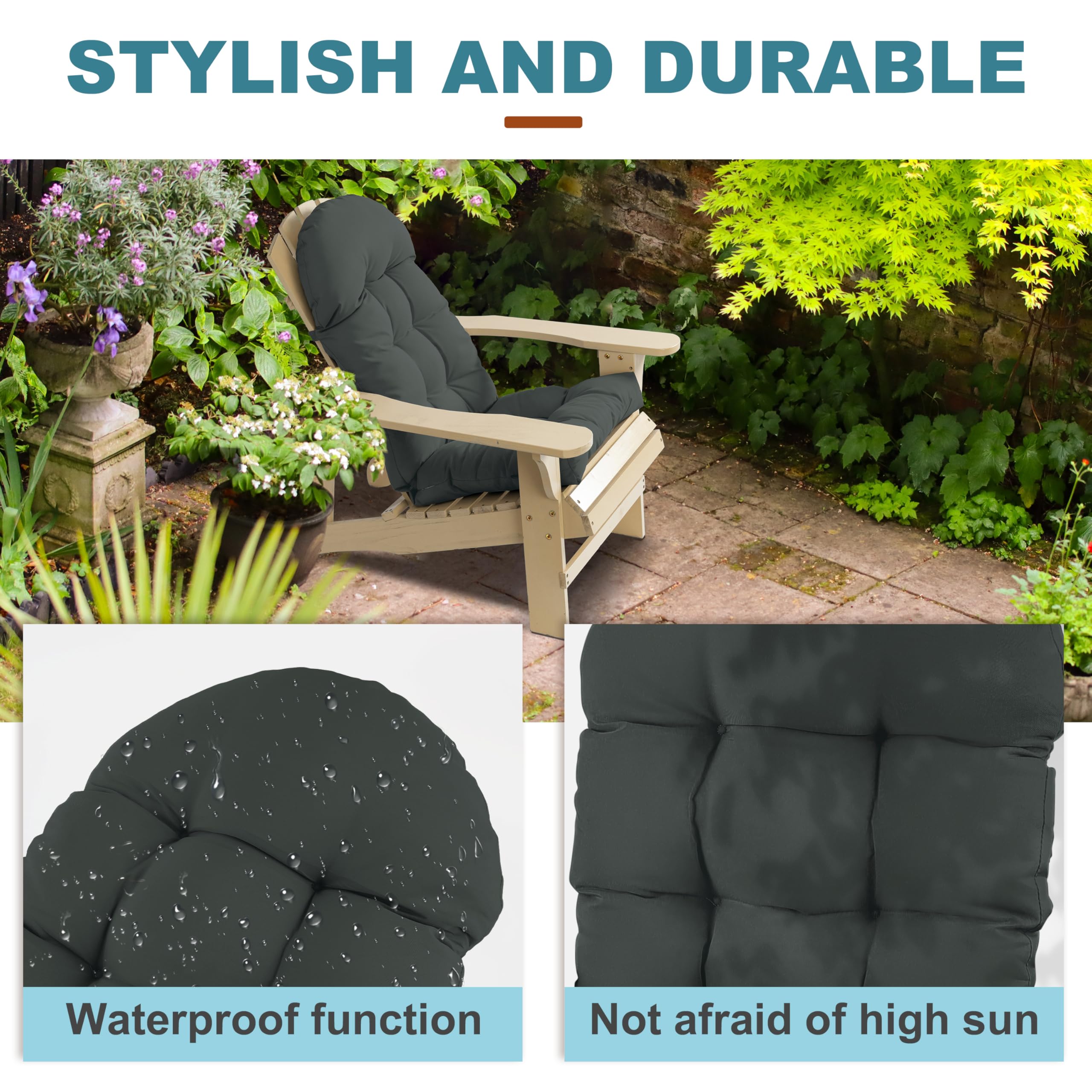PNP HWJIAJU Adirondack Chair Cushion secured on a chair