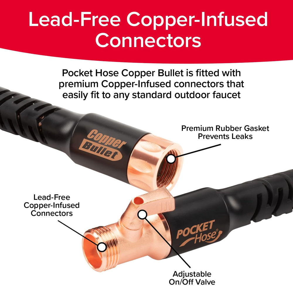 Pocket Hose 100 FT Copper Bullet Hose close-up of nozzle