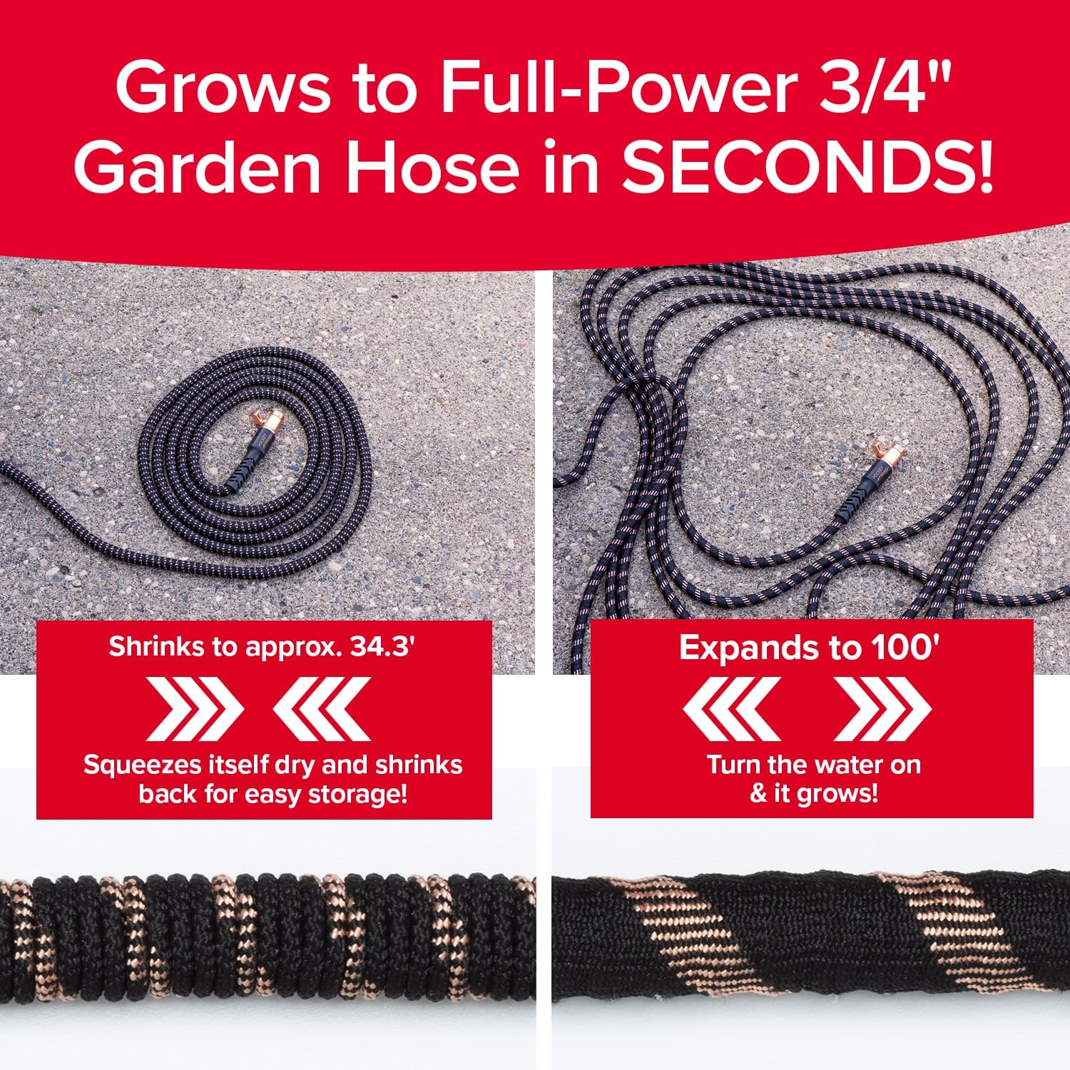 Pocket Hose 100 FT Copper Bullet Hose coiled