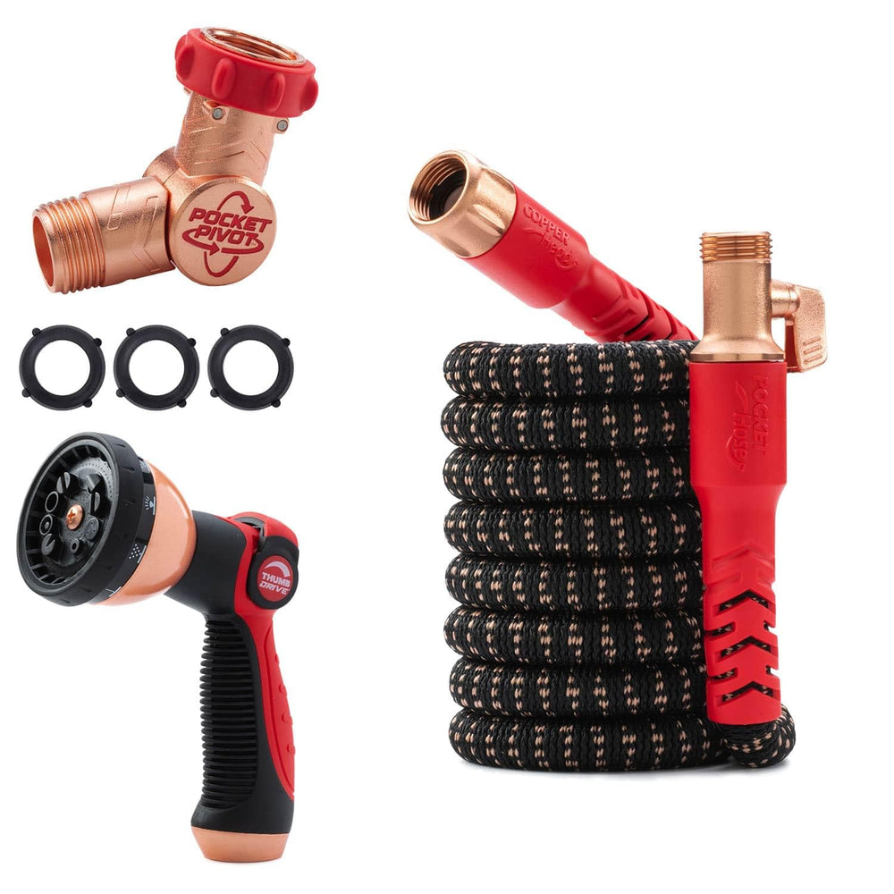 Pocket Hose 25 FT Copper Head Hose with Pocket Pivot feature