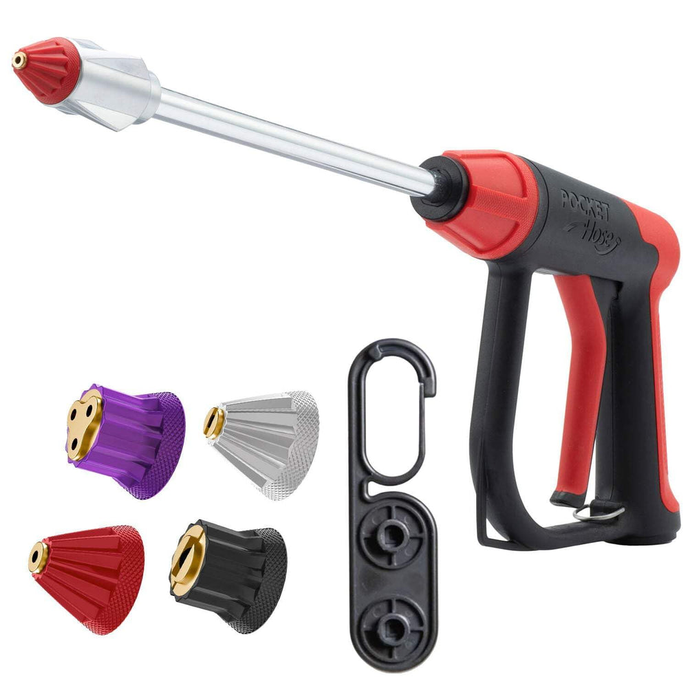 Pocket Hose Customizable Spray Nozzle with four tips in packaging