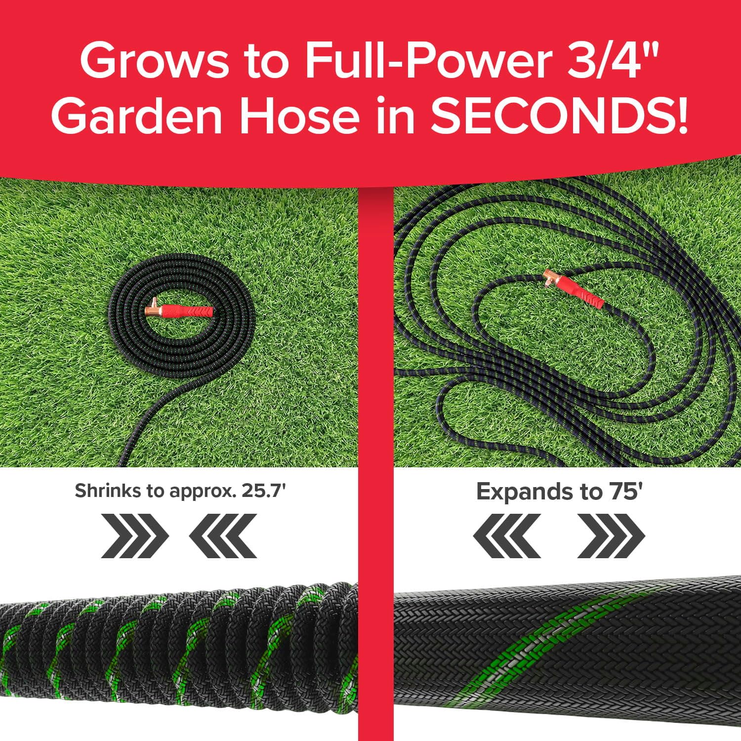 Pocket Hose Expandable Garden Hose 75 FT coiled