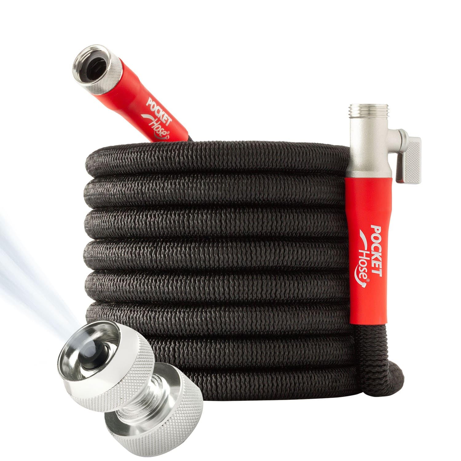 Pocket Hose Silver Bullet 75 FT expandable garden hose in black