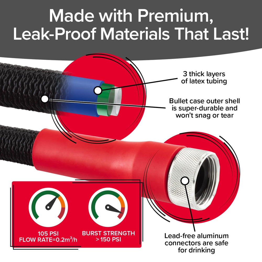Pocket Hose Silver Bullet 75 FT hose in use watering a garden