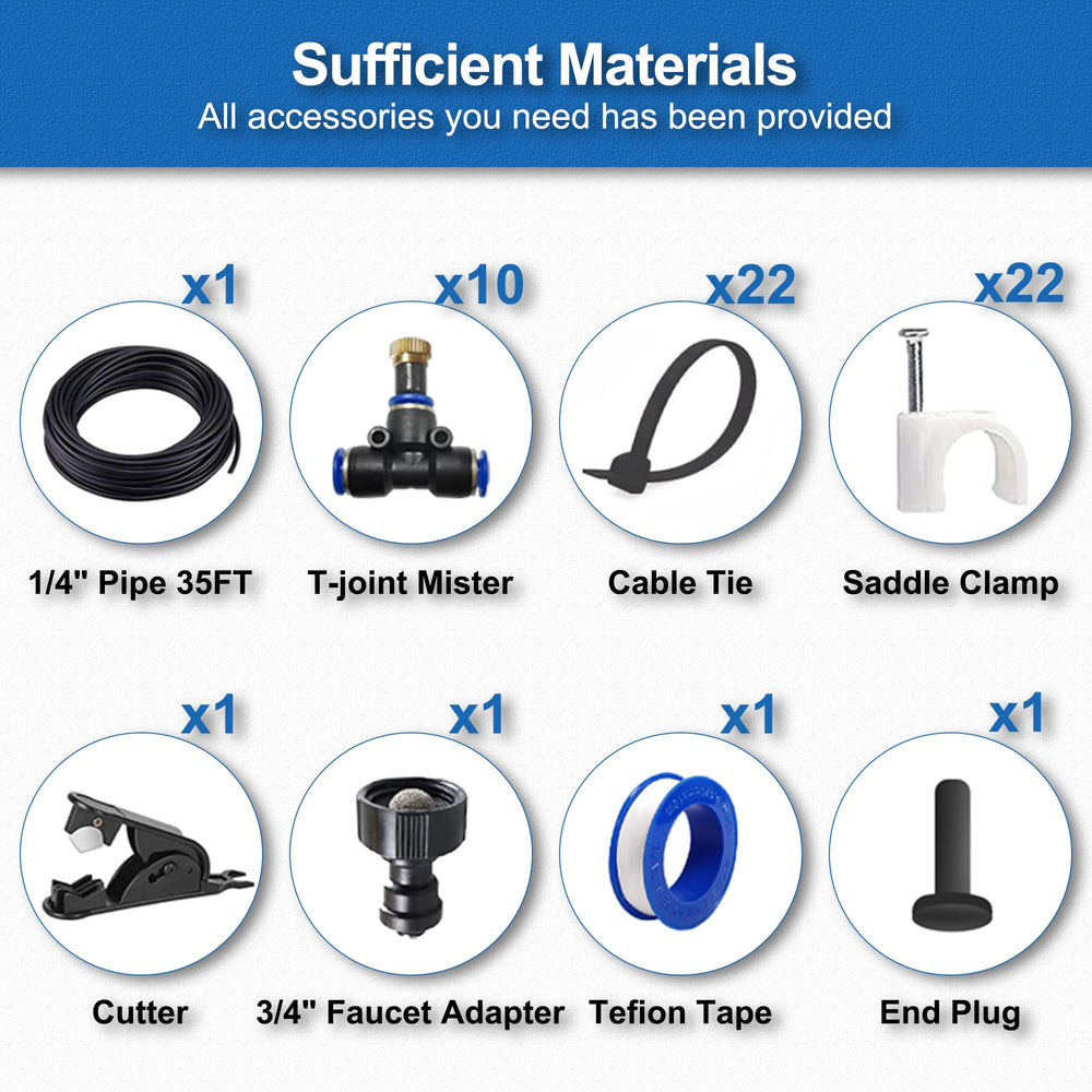 POCKET PANDA 35FT misting hose with tee fittings displayed