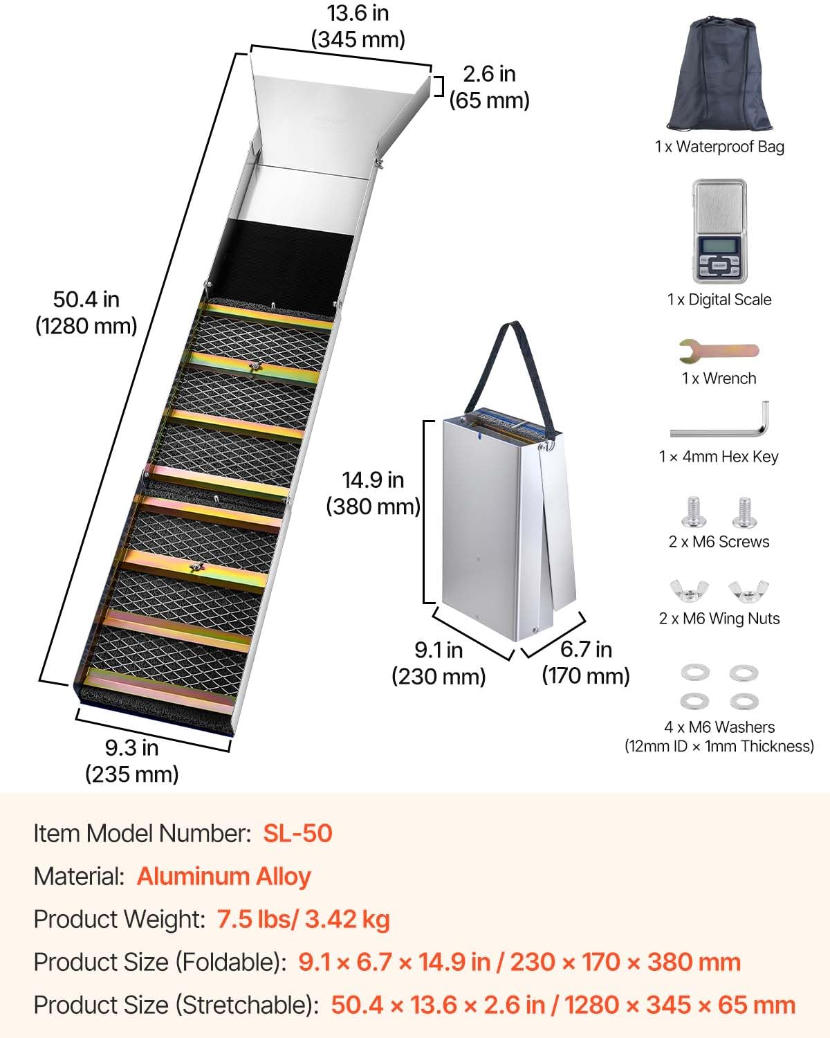 Pocket scale included with VEVOR Sluice Box, weighs up to 200g