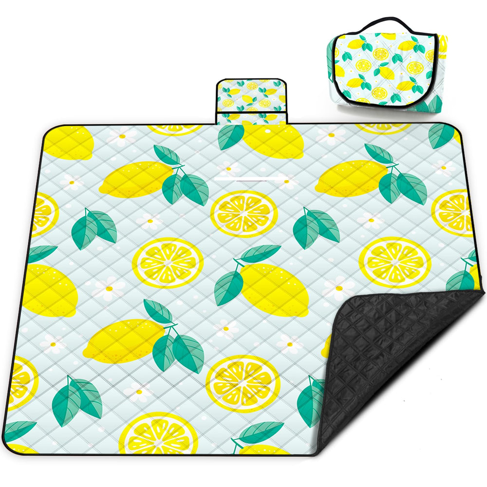 Poedist Extra Large Picnic Blanket in Yellow Lemon, front view