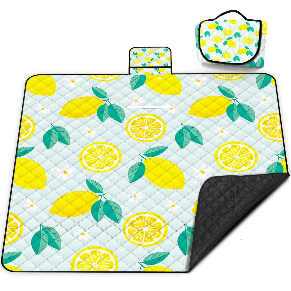 Poedist Extra Large Picnic Blanket in Yellow Lemon, front view