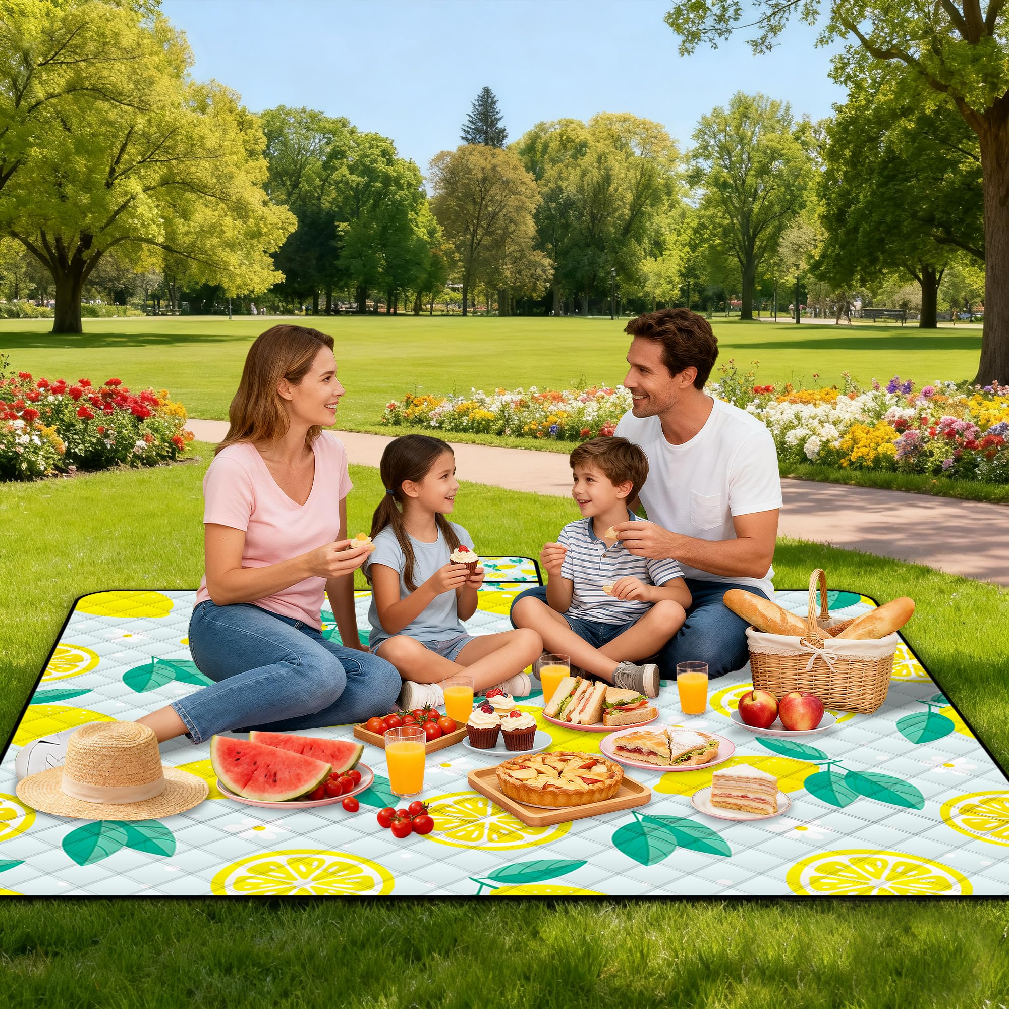 Poedist Extra Large Picnic Blanket rolled up for easy carrying