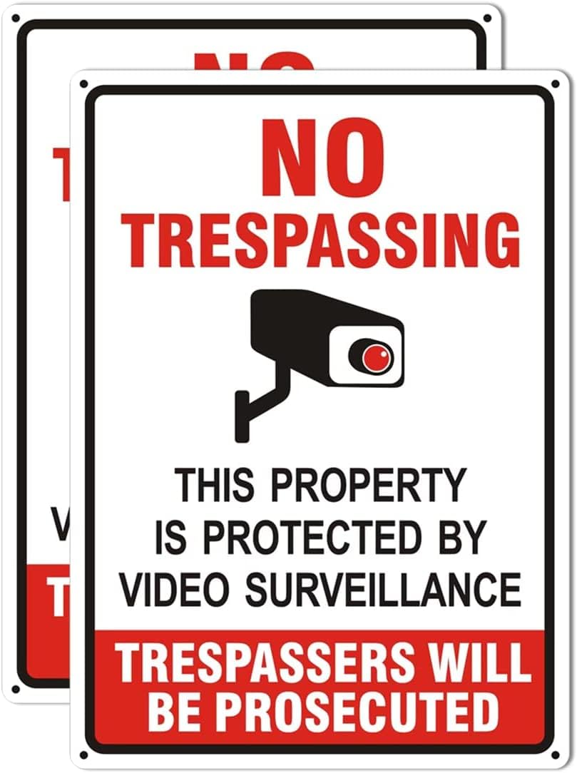 Poicrm No Trespassing Sign front view 14x10 inches