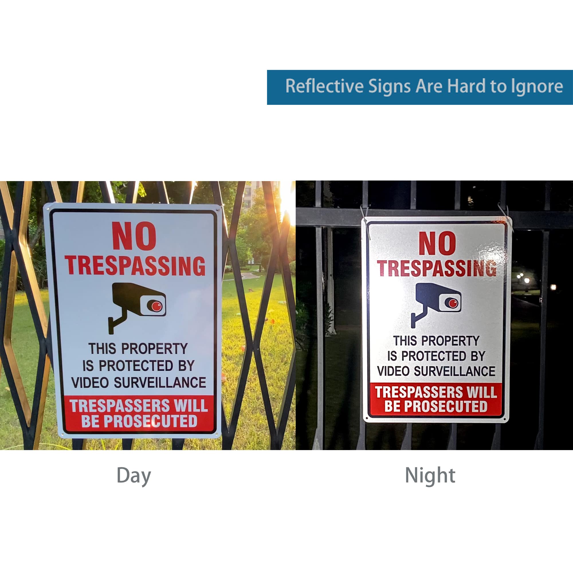 Poicrm No Trespassing Sign with pre-drilled holes for easy mounting