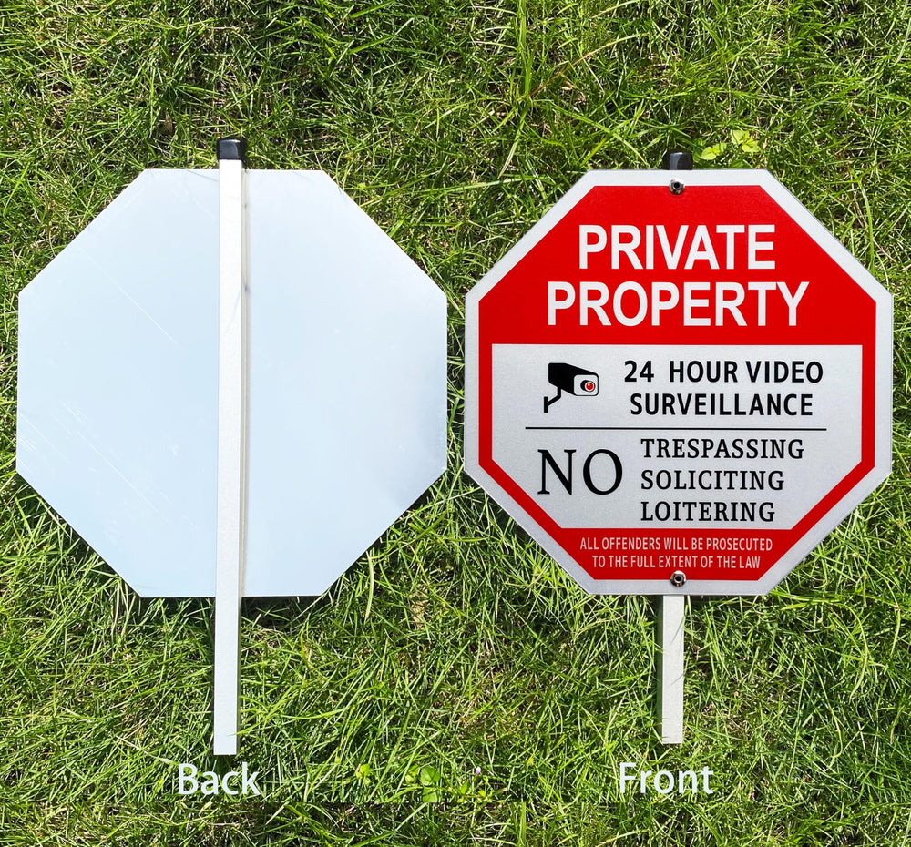 Poicrm yard sign in red, black, and white colours