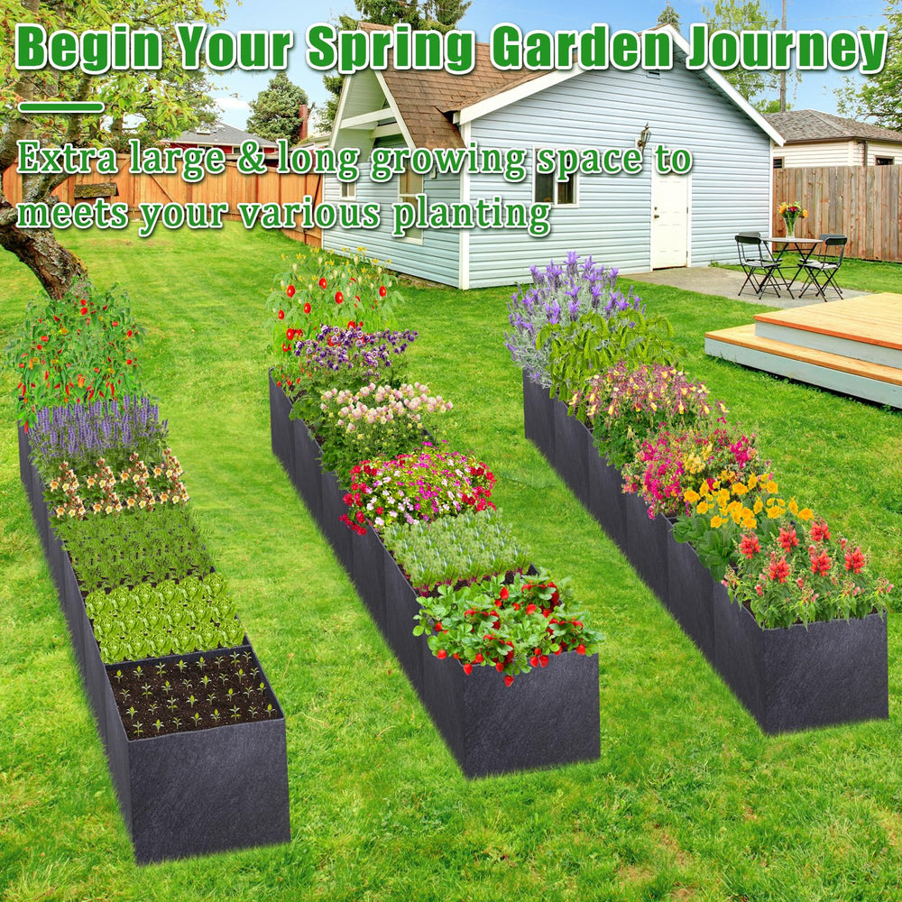 POILKMNI 12x2x1ft Garden Bed dimensions displayed