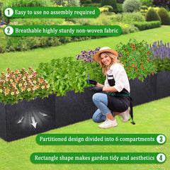 POILKMNI 12x2x1ft Garden Bed showing multi-compartment design