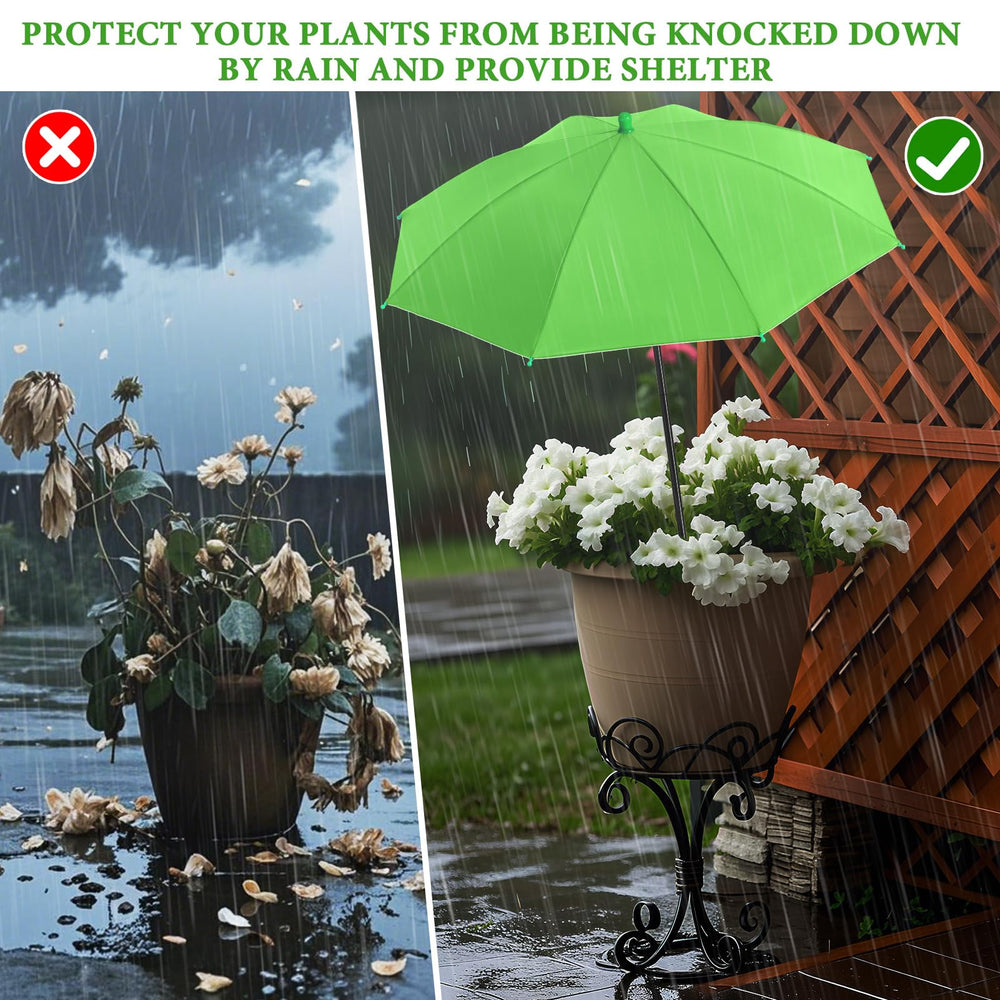 POILKMNI plant umbrella in a vibrant garden setting
