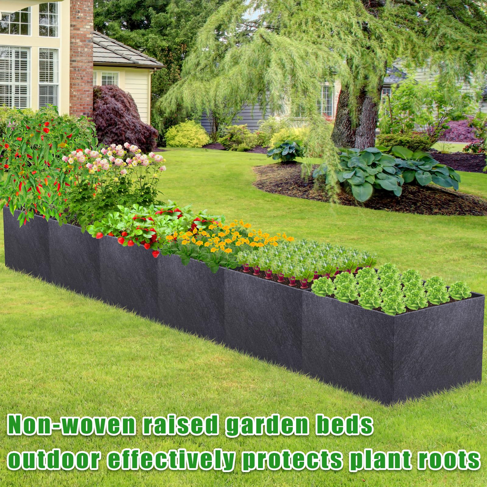 POILKMNI raised garden bed with blooming flowers