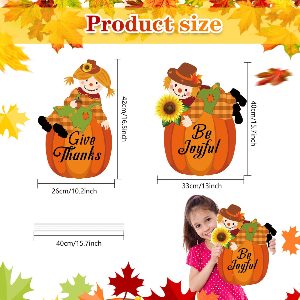 POILKMNI scarecrow yard sign set with autumn leaves