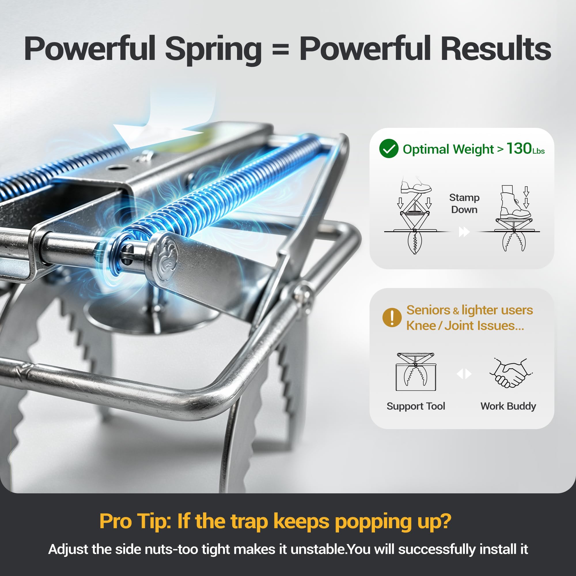 POlAFLEX Mole Trap Scissor installation guide on a flat surface