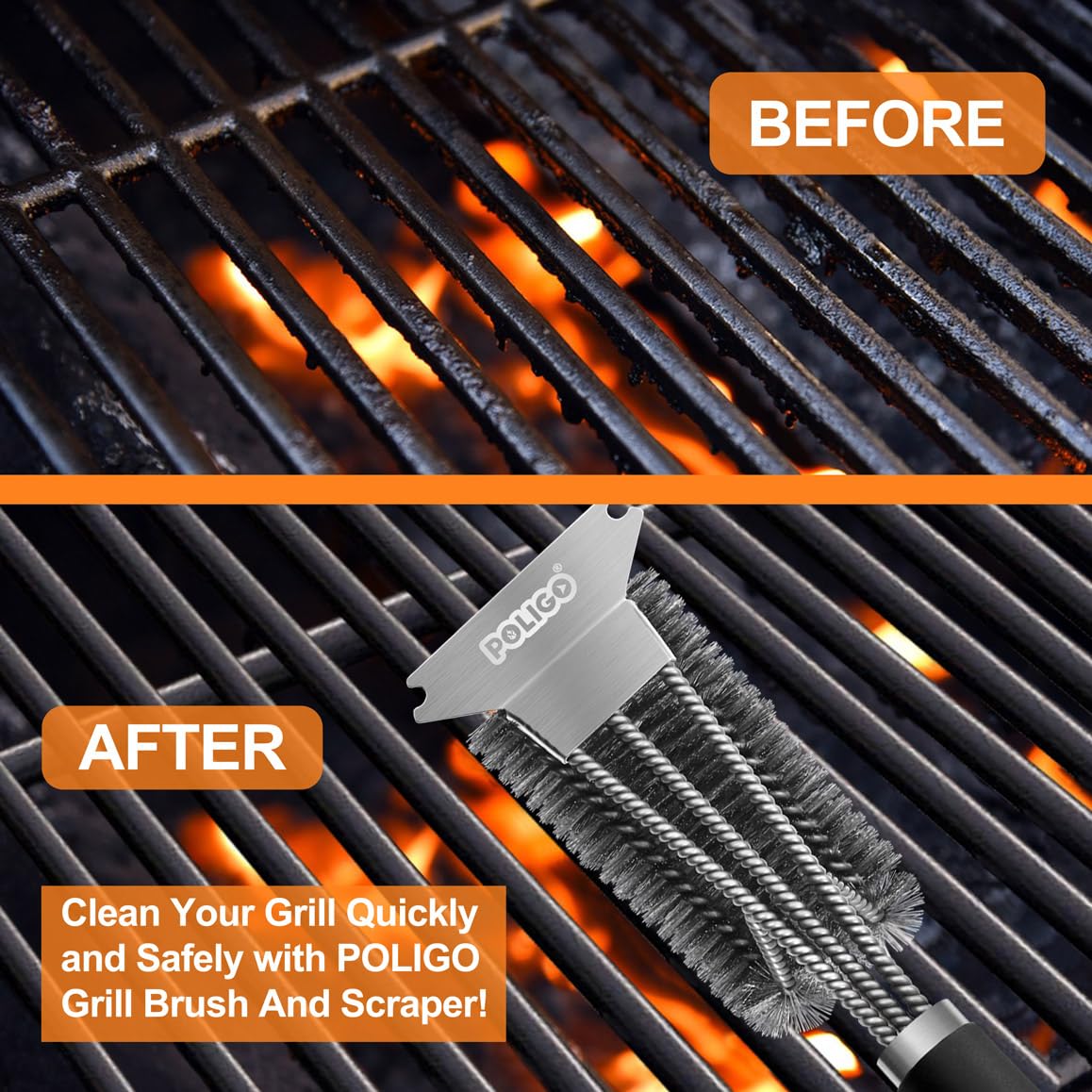 POLIGO 18-inch grill brush with packaging
